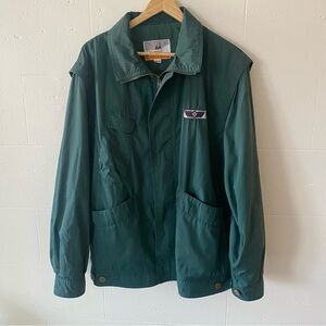 Vintage Military Style Green Jacket Bomber with Logo Patch
